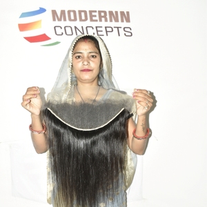 Cheveux humains indiens de qualité Remy vierge, frontale 13*6 HD, lisses, cuticules alignées, double trame machine, toutes couleurs - Product Image 4