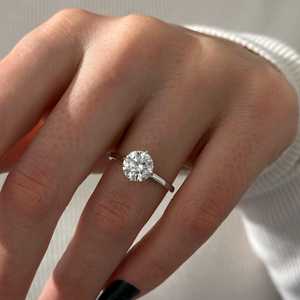 2 Carat Round D VVS2 Lab Grown Diamond Compass Set <b>UNIQUE</b> <b>Engagement</b> <b>Ring</b> , 14k White Gold , IGI Certified - Product Image 5