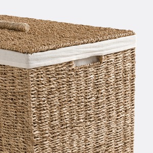 Cesto de lavandería de mimbre con 2 compartimentos, hecho a mano, cesta de almacenamiento ecológica, venta al por mayor, hecho en Vietnam - Product Image 3
