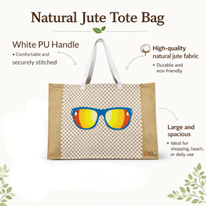 Customized Jute Canvas Tote <b>Bag</b> | Premium PU Handle Eco Friendly Reusable Grocery Shopping <b>Beach</b> Travel Stylish Tote <b>Bag</b> - Product Image 5