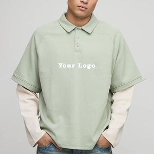 Vêtements décontractés d'été pour hommes, chemises à manches courtes en tricot uni, 100% coton de qualité supérieure, 2 couleurs, logo imprimé DTF personnalisé - Product Image 1