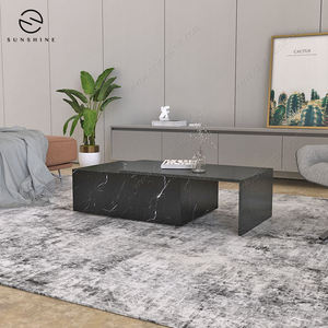Modern Black Marble Coffee <b>Table</b> with <b>Storage</b> Minimalist Living Room Furniture Rectangle Design High-<b>End</b> Style - Product Image 2
