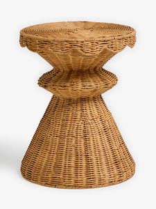 Taburete de ratán tejido a mano, mesa decorativa escultural, mueble ecológico natural, taburete artístico de mimbre, estilo moderno rústico - Product Image 2