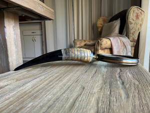 Loupe polie au design ancien de haute qualité avec poignée en corne de buffle saine naturelle par FWE - Product Image 2