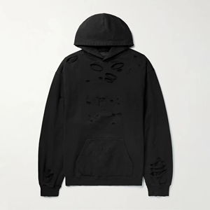 Sweat-shirt à capuche noir surdimensionné pour homme, design découpé, en molleton French Terry, coupe classique, vêtement décontracté d'automne - Product Image 1