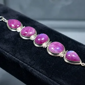 Pink Moonstone 925 Sterling Silver Handmade Bracelet Natural Gemstone Jewelry Elegant Statement Design Women Fashion - Product Image 4