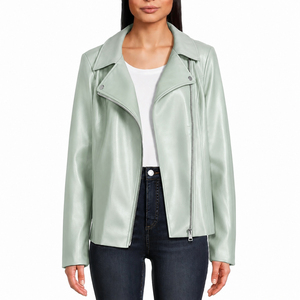 Veste de moto courte en PU tissé imperméable pour femme AZ LUCKY SPORTS, style blazer, col zippé, couleur unie, décontractée, automne/hiver - Product Image 3