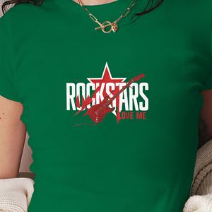 เสื้อยืดแฟชั่นผู้หญิงลายกีตาร์ร็อคสตาร์ Love Me - Product Image 2