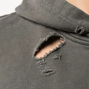 Men's Custom Drop Shoulder Hoodies Hooded Sweatshirt Casual Washed Distressed Oversize Pullover Heavyweight Hoodie For Men - Product Image 4