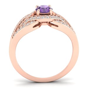 Bagues de fiançailles REYES en or massif 14 carats avec améthyste et moissanite pour femmes, nouveau design, bijoux fins, best-seller - Product Image 4