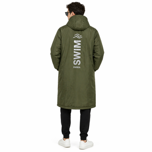 Parka de bain personnalisée à capuche, imperméable, avec doublure en polaire douce, longue robe de change pour piscine, plage, activités de surf - Product Image 5