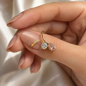 <b>Cluster</b> Traditional Alloy <b>Crystal</b> Rhinestone Two Stone Pear Cut Ring for Women Gift Party - Product Image 2