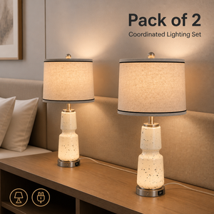 Touch Control <b>Table</b> Lamp Pack Of 2 Iron Fabric Shade With Usb <b>Charging</b> Type C Ac Outlet For Bedroom <b>Bedside</b> Living Room - Product Image 2