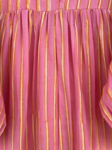 Robe longue en coton rayé faite à la main, col à volants, manches bouffantes, coupe ample, style A-line, respirante, tenue bohème légère et fluide, vintage - Product Image 4