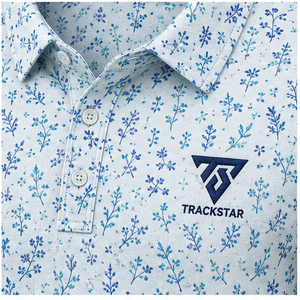Trackstar Men's Light <b>Blue</b> Floral Print <b>Polo</b> <b>Shirt</b> Short Sleeve Button Collar Casual Golf <b>Shirt</b> Custom Logo - Product Image 3
