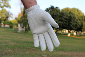 Guantes de Golf Unisex de Piel Genuina Blancos para Mano Izquierda, Transpirables, Ligeros, con Cierre de Velcro - Product Image 6