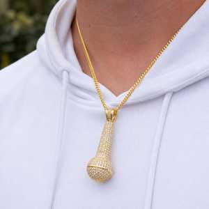 ICEQ JEWELLERY Micro Pave Moissanite Microphone Pendant 925 Silver Rhodium Plated Hip Hop Luxury Themed Charm Unisex Everyday - Product Image 4