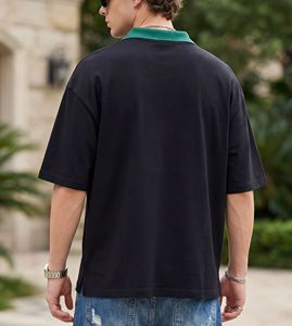 Polo de rugby streetwear en coton piqué, personnalisé, à manches longues, rayé, coupe oversize et ample pour homme - Product Image 6