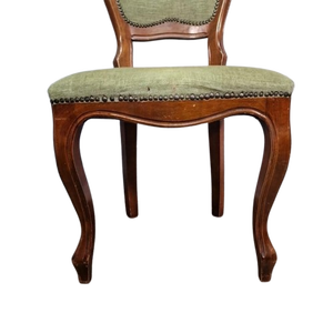 Silla de Comedor Niora Ecológica de Madera de Caoba Tradicional con Asiento y Respaldo Tapizados en Lino, Acabado Marrón - Product Image 4