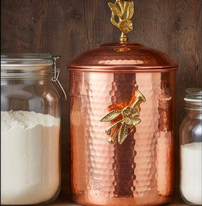 Set Of 3 Food <b>Storage</b> Bins In Copper With Hammered Design And Lid Perfect For Organizing Home And <b>Kitchen</b> Counter Space - Product Image 4