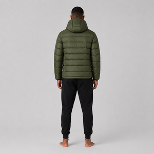Veste matelassée pour homme, hiver, extérieur, à capuche, doublure en soie épaisse, rembourrage en coton, logo personnalisé, poids du tissu 500g, tendance, décontractée - Product Image 2