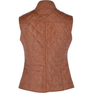 Gilet en cuir marron pour femmes avec couture de Style diamant et gilet matelassé en cuir - Product Image 3