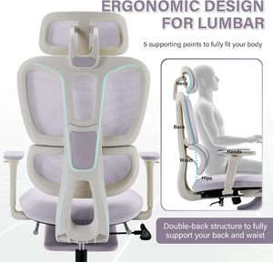 Silla Ergonómica de Oficina con Reposapiés, Respaldo Alto, Soporte Lumbar Dinámico, Reposacabezas 2D Ajustable, Reposabrazos 2D Ajustables y Giratorios - Product Image 3
