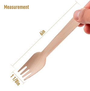 Fourchettes jetables en bois de bouleau naturel de 155 mm pour cafétérias et services de repas scolaires, idéales pour les aliments sains et les barres à salades - Product Image 4