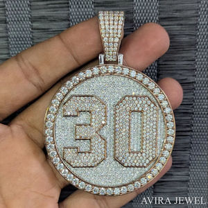 Pendentif Hip Hop en Argent Sterling 925 Plaqué Or avec Charme Cercle Étoile en Diamant Moissanite de Luxe pour Hommes et Femmes, Authentifié GRA - Product Image 1