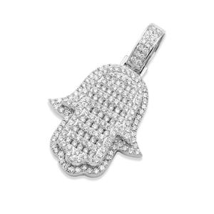 Colgante de Moissanita de Venta Caliente, Joyería con Diseño de Mano de Hamsa Adorable, Colgante con Incrustaciones de Diamantes de Color/Claro FG/VS, Oro de 14k, Joyería al por Mayor - Product Image 3