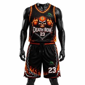 Conjunto de Uniforme de Baloncesto Personalizado para Hombre con Diseño de Calavera y Fuego, Camiseta de Malla Sublimada y Pantalones Cortos, Ropa Deportiva para Equipo, Kit de Equipamiento para Juego, Venta OEM Profesional - Product Image 2