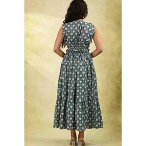 Vestido Maxi 100% Algodón Estampado, Ecológico, Lavable, para Mujer, Sin Mangas, Cintura Natural, Verano, Casual, Uso Diario - Product Image 6