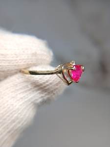 Pink Ruby Heart <b>Ring</b> 925 Sterling Silver 14K Gold Plated Size 6 5 Romantic Jewelry Gift For Women Lightweight - Product Image 3