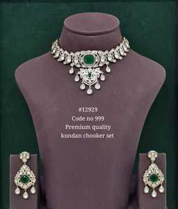Conjunto de Collar y Pendientes Kundan 12929, Estilo Victoriano, Chapado, con Corte de Pera, para Mujer, Joyería Festiva para Bodas y Fiestas - Product Image 2
