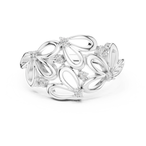 Anillo de Diamantes Cultivados en Laboratorio con Diseño Floral Abstracto, Oro Amarillo de 18 Quilates con Baño de Rodio, Lujoso, para Compromiso, Fiestas, Regalos, Uso Diario, para Mujer - Product Image 5