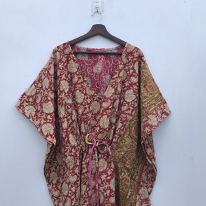 Cotton Vintage Handmade Kantha Work <b>Kaftan</b> Fashionable Designer Export Quality Fabric Washable womens Dress - Product Image 1