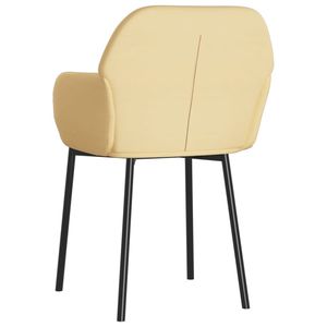 Ensemble de 2 chaises de salle à manger en velours crème, 100% polyester, construction en contreplaqué métallique - Product Image 4