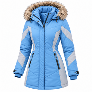 Ladies Long Hooded <b>Coat</b> for <b>Winter</b> Wear Cotton Filling Casual Plus Size Sports Jacket Wholesale - Product Image 5