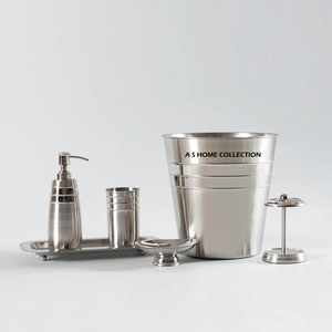 Ensemble de salle de bain vintage en aluminium fait main, cinq pièces, émail noir imprimé, pour la maison et la salle de bain - Product Image 4