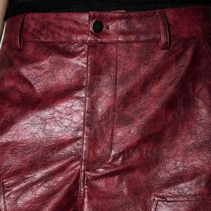 High Quality PU <b>Leather</b> <b>Men</b> <b>Leather</b> Jorts Loose Fit Knee Length Drawstring Waist Custom Logo Available - Product Image 6