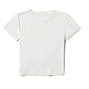 New Arrival Women's <b>White</b> Sporty Crop Top 100% Cotton <b>V</b>-<b>neck</b> Zipper Short Sleeve Casual <b>T</b>-<b>Shirt</b> Breathable Jersey Knit Spring - Product Image 1