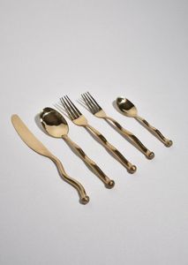 Trending Gold And <b>Grey</b> Handle Stainless Steel Flatware <b>Set</b> Luxury Spoon Fork Knife Tableware - Product Image 2