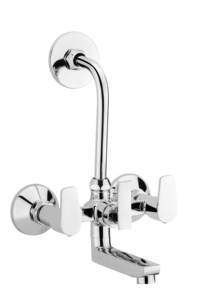 ก๊อกน้ำติดผนังแบบ 2 in 1 พร้อมก๊อกน้ำรูปตัว L ทำจากทองเหลืองชุบโครเมียมสำหรับอ่างล้างหน้าในห้องน้ำ ก๊อกน้ำสำหรับเครื่องซักผ้า ก๊อกผสมน้ำร้อนน้ำเย็น - Product Image 2