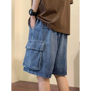 Shorts en jean délavé personnalisés pour hommes et femmes, style streetwear ample, vintage, OEM, style cargo en gros - Product Image 3