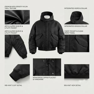 Chaqueta Bomber Casual para Hombre REDDITO SPORTS, Color Verde Oliva, Cierre Frontal con Cremallera, Color Sólido, Impermeable, de Poliéster, Ropa de Invierno - Product Image 5
