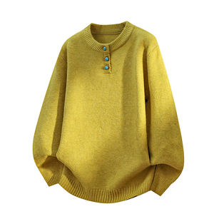 <b>Men's</b> Classic <b>Long</b> <b>Sleeve</b> <b>Henley</b> Sweater Button Neck Knitted Pullover Warm Soft Casual Winter Knitwear OEM ODM Wholesale - Product Image 5