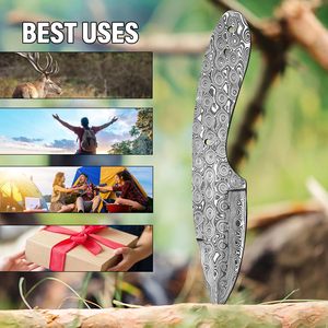 Lame de couteau de chasse en acier Damas RainDrop, tactique, survie, camping, extérieur, kit de fabrication de couteau DIY, lame de couteau Skinner - Product Image 5