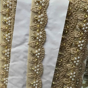 Bordure en dentelle florale brodée de sequins couleur personnalisée 100 % polyester style traditionnel doux pour chaussures et sacs – Vente en gros - Product Image 1