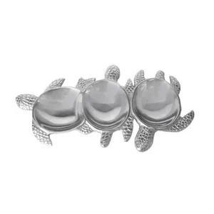 Metal Turtle Serving Dish Set With Three Bowls Handmade <b>Decorative</b> <b>Plate</b> Animal Shape Polished Finish Novelty Design - Product Image 1