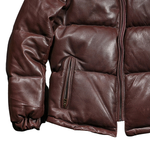 Chaqueta de Invierno Acolchada de Cuero para Hombre, Diseño Personalizado, con Logotipo Bordado en la Parte Delantera, Estilo Puff, Talla Grande, Venta al Por Mayor OEM - Product Image 4